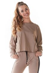 Krótka Bluzka z Surowymi Wykończeniami - Beżowa. Brązowe bluzki Infinite You, l, bez wzorów, z bawełny, bez kołnierzyka, bez ramiączek. Za 154.90 zł.