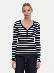 Tommy Hilfiger Bluzka Henley WW0WW43905 Granatowy Slim Fit. Niebieskie bluzki TOMMY HILFIGER, xl, bez wzorów, z bawełny, bez kołnierzyka, bez ramiączek. Za 279.99 zł.