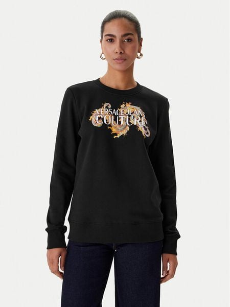Versace Jeans Couture Bluza 80HAIE02 CF00E Czarny Regular Fit. Czarne bluzy Versace Jeans Couture, xs, bez wzorów, z bawełny, bez kaptura. Za 577.99 zł.