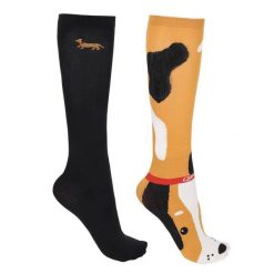 Damskie skarpety jeździeckie QHP Gift Box Stable Buddy (x2). Czarne skarpety QHP, bez wzorów, z materiału. Za 122.50 zł.