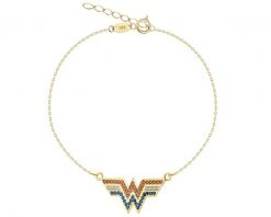 Złota bransoletka z cyrkoniami - DC, Wonder Woman, Warner Bros. Discovery. Żółte bransoletki Apart, z cyrkonią, złote. Za 899.00 zł.