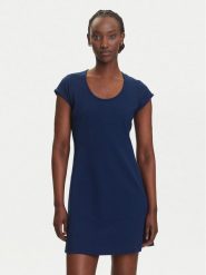 Calvin Klein Jeans Sukienka codzienna LV047C238G Granatowy Slim Fit. Niebieskie sukienki Calvin Klein Jeans, na co dzień, xs, bez wzorów, z jeansu, bez kołnierzyka, bez ramiączek, proste. Za 359.99 zł.
