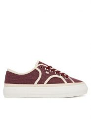 Tommy Hilfiger Tenisówki Platform Vulc Sneaker Piping FW0FW09394 Bordowy. Czerwone trampki TOMMY HILFIGER, bez wzorów, z materiału, bez zapięcia. Za 409.99 zł.
