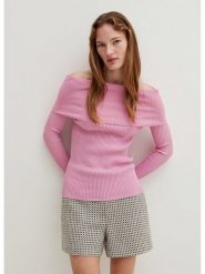 STEFANEL Koszulka w kolorze jasnoróżowym rozmiar: M. Różowe bluzki Stefanel, m, bez wzorów, prążkowane, bez kołnierzyka, bez ramiączek. Za 113.90 zł.