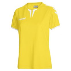 Koszulka sportowa z krótkim rękawem damska Hummel Core Womens SS Jersey. Żółte koszulki sportowe Hummel, bez wzorów, z jersey, bez ramiączek, do piłki nożnej. Za 37.00 zł.