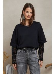 Plume Bluza "Reyne" w kolorze czarnym rozmiar: M. Czarne bluzy Plume, m, bez wzorów, z koronki, bez kaptura. Za 140.86 zł.
