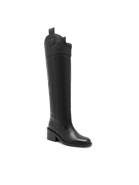 Gino Rossi Kozaki DORA-110383 Czarny. Czarne kozaki Gino Rossi, ze skóry, bez obcasa, na słupku, bez zapięcia. Za 579.99 zł.