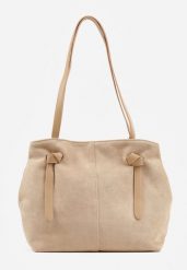 Ciemnobeżowa Torebka w Stylu Shopperki o Regulowanym Kształcie Ozdobiona Supełkami Thessestra. Brązowe shopper Renee, bez wzorów, z jeansu, eleganckie, duże, bez dodatków. Za 119.99 zł.