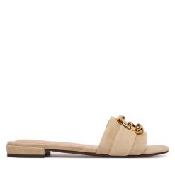 Klapki Coccinelle. Brązowe klapki Coccinelle, bez wzorów, bez obcasa. Za 849.99 zł.