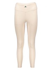 Adidas Legginsy sportowe "Sports Club" w kolorze beżowym rozmiar: L. Brązowe legginsy Adidas, l, bez wzorów, z materiału, z podwyższonym stanem, outdoorowe. Za 79.21 zł.