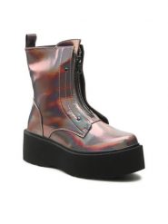 Jenny Fairy Trzewiki WS101-06 Kolorowy. Botki Jenny Fairy, bez wzorów, ze skóry, bez obcasa, na koturnie, bez zapięcia. Za 199.99 zł.