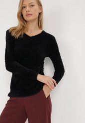 Czarny Sweter Wełniany Panaris. Czarne swetry Born2be, m, bez wzorów, z jeansu, bez ramiączek. Za 39.99 zł.