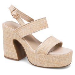 Sandały DeeZee. Brązowe sandały DeeZee, bez wzorów, bez obcasa, na słupku, bez zapięcia. Za 149.99 zł.