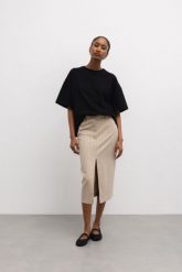 Długa spódnica w paski w kolorze BEIGE TONE- RADIANCE-XS. Brązowe spódnice Marsala, na co dzień, xs, bez wzorów, z poliesteru, eleganckie, maxi, proste. W wyprzedaży za 49.98 zł.