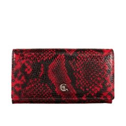 Duży czerwony portfel damski wąż RFID Canaletto PD1602s268. Czerwone portfele bez wzorów, ze skóry. Za 152.10 zł.