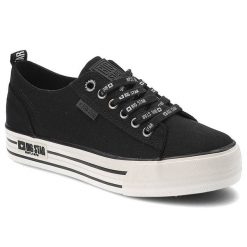 Czarne Trampki Big Star Modne Buty Damskie. Czarne trampki Big Star, bez wzorów, z dresówki, bez zapięcia. Za 159.00 zł.