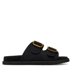 Klapki DeeZee. Czarne klapki DeeZee, bez wzorów, bez obcasa. Za 139.99 zł.
