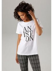 Aniston Koszulka w kolorze białym rozmiar: 44. Białe bluzki Aniston, bez wzorów, z bawełny, bez kołnierzyka, bez ramiączek. Za 39.99 zł.