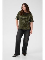 KAFFE curve Bluzka "Mirana" w kolorze zielonym rozmiar: M. Zielone bluzki KAFFE curve, m, bez wzorów, bez kołnierzyka, bez ramiączek. Za 104.99 zł.