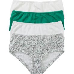 Figi "panty" (4 pary) bonprix biel wełny - zielony miętowy z nadrukiem. Figi bonprix. Za 27.96 zł.