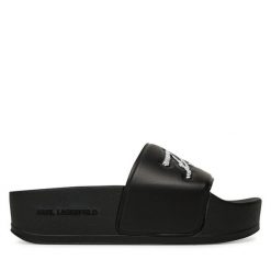 Klapki KARL LAGERFELD. Czarne klapki KARL LAGERFELD, bez wzorów, bez obcasa. Za 269.99 zł.