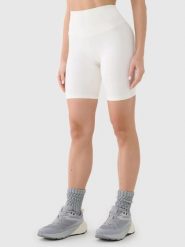 SPODENKI DAMSKIE 4F TRENINGOWE LEGGINSY KRÓTKIE KOLARKI KOLOR BIAŁY. Białe legginsy 4f, xs, bez wzorów, z materiału, na fitness i siłownię. Za 99.99 zł.