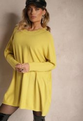 Żółta Sukienka z Dzianiny z Modalem i Wiskozą ze Ściągaczem przy Dekolcie Zinralith. Żółte sukienki Renee, na imprezę, na zimę, m, bez wzorów, z dzianiny, bez kołnierzyka, bez ramiączek, mini. W wyprzedaży za 82.49 zł.