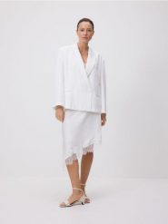 Marynarka z domieszką wełny - biały. Białe marynarki i żakiety Reserved, l, bez wzorów, z lyocellu. Za 299.99 zł.