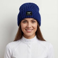Zimowa czapka jeździecka GALOP WEAR - gruba, 100% wełna merino. Niebieskie czapki GALOP WEAR, z aplikacjami, z gumy. Za 189.00 zł.