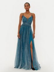Fracomina Sukienka wieczorowa FQ24WD3006W52901 Niebieski Slim Fit. Niebieskie sukienki Fracomina, m, bez wzorów, z syntetyku, wizytowe, bez kołnierzyka, bez ramiączek. Za 999.99 zł.