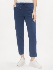Max Mara Leisure Spodnie materiałowe Terreno 2416131058 Granatowy Regular Fit. Niebieskie spodnie materiałowe Max Mara Leisure, bez wzorów, z bawełny. Za 719.99 zł.