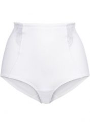 "Figi ""panty"" shape, silny stopień modelowania sylwetki". Czarne figi bonprix, bez wzorów, z koronki. Za 72.99 zł.