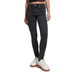 Damskie dżinsy skinny z bawełny organicznej mid-rise Superdry Vintage. Czarne jeansy Superdry, bez wzorów. Za 371.60 zł.