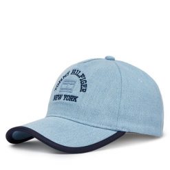 Czapka z daszkiem Tommy Hilfiger. Niebieskie czapki TOMMY HILFIGER, bez wzorów. Za 229.99 zł.