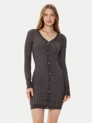 Guess Sukienka dzianinowa W5RK09 Z3KT0 Szary Bodycon Fit. Szare sukienki Guess, xxl, z aplikacjami, z dzianiny, bez kołnierzyka, bez ramiączek, bodycon. Za 379.99 zł.