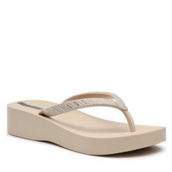 Japonki Ipanema. Brązowe klapki Ipanema, bez wzorów, z meshu, bez obcasa. Za 99.99 zł.