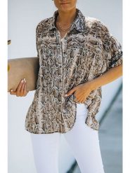 Milan Kiss Koszula w kolorze brązowo-kremowym rozmiar: M. Brązowe koszule Milan Kiss, m, bez wzorów, bez kołnierzyka, bez ramiączek. Za 113.99 zł.