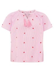 Zwillingsherz Bluzka "Stripe & Stitch" w kolorze jasnoróżowym rozmiar: S/M. Różowe bluzki Zwillingsherz, m, z aplikacjami, z bawełny, bez kołnierzyka, bez ramiączek. Za 104.99 zł.