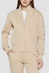 GUESS Beżowa bluza damska z lampasami Britney. Brązowe bluzy Guess, xs, z aplikacjami, bez kaptura. W wyprzedaży za 249.99 zł.