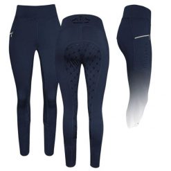 Legginsy jeździeckie z pełnym lejem JD ATTACK Cecile. Niebieskie legginsy JD ATTACK, l, bez wzorów, z gumy, z podwyższonym stanem. Za 453.35 zł.