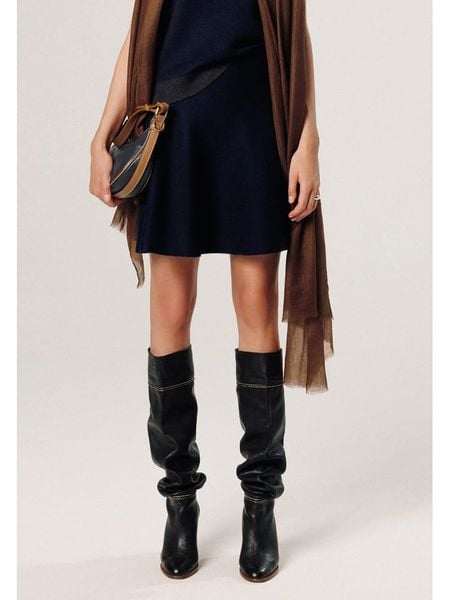 Rodier Spódnica w kolorze granatowym rozmiar: L. Niebieskie spódnice Rodier, l, bez wzorów, z wełny, klasyczne, mini, rozkloszowane. Za 253.54 zł.