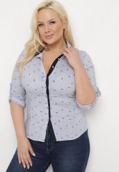 Niebieska Koszula o Taliowanym Fasonie z Delikatnym Wzorem Starley. Niebieskie koszule Born2be, l, bez wzorów, z jeansu, biznesowe, bez kołnierzyka, bez ramiączek. Za 29.99 zł.