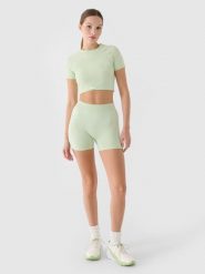 4F Legginsy krótkie treningowe damskie - turkusowe M/L. Niebieskie legginsy sportowe 4f, l, bez wzorów, z dzianiny, z podwyższonym stanem, na fitness i siłownię. Za 29.99 zł.