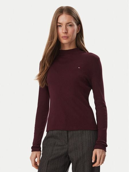 Tommy Hilfiger Bluzka Cody WW0WW47307 Bordowy Slim Fit. Czerwone bluzki TOMMY HILFIGER, xs, bez wzorów, z bawełny, bez kołnierzyka, bez ramiączek. Za 249.99 zł.