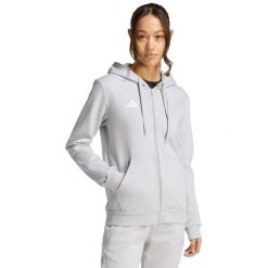 Bluza damska adidas Entrada 26 Full Zip Hoodie. Szare bluzy Adidas, bez wzorów, z bawełny, z kapturem. Za 146.99 zł.