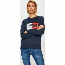 Tommy Jeans - Bluza. Niebieskie bluzy Tommy Jeans, l, bez wzorów, z bawełny, bez kaptura. W wyprzedaży za 279.90 zł.