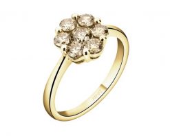 Pierścionek z żółtego złota z brylantami Champagne - kwiat - 0,75 ct - próba 585. Żółte pierścionki Apart, z brylantem, złote. Za 5,590.00 zł.