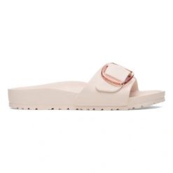 BIRKENSTOCK Madrid Big Buckle EVA Light Rose Klapki damskie. Czerwone klapki Birkenstock, bez wzorów, bez obcasa. Za 219.99 zł.