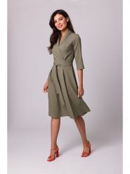 Be Wear Sukienka w kolorze oliwkowym rozmiar: M. Brązowe sukienki Be Wear, m, bez wzorów, z tkaniny, bez kołnierzyka, bez ramiączek, midi, rozkloszowane. Za 219.08 zł.