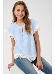 CULTURE Bluzka w kolorze błękitno-białym rozmiar: L. Niebieskie bluzki Culture, l, bez wzorów, z koronki, bez kołnierzyka, bez ramiączek. Za 132.98 zł.